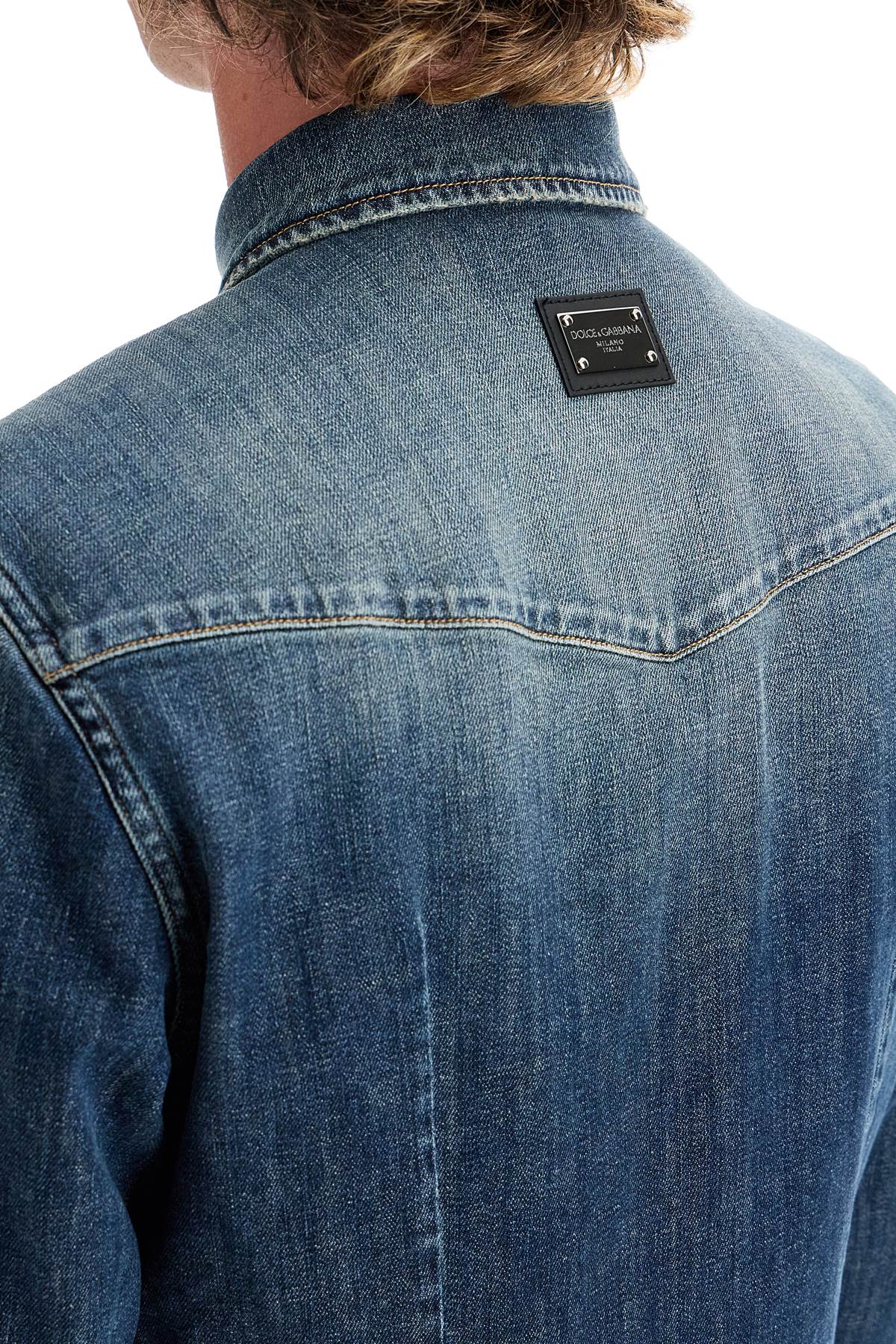 Denim Stretch Shirt For Men  - Blue