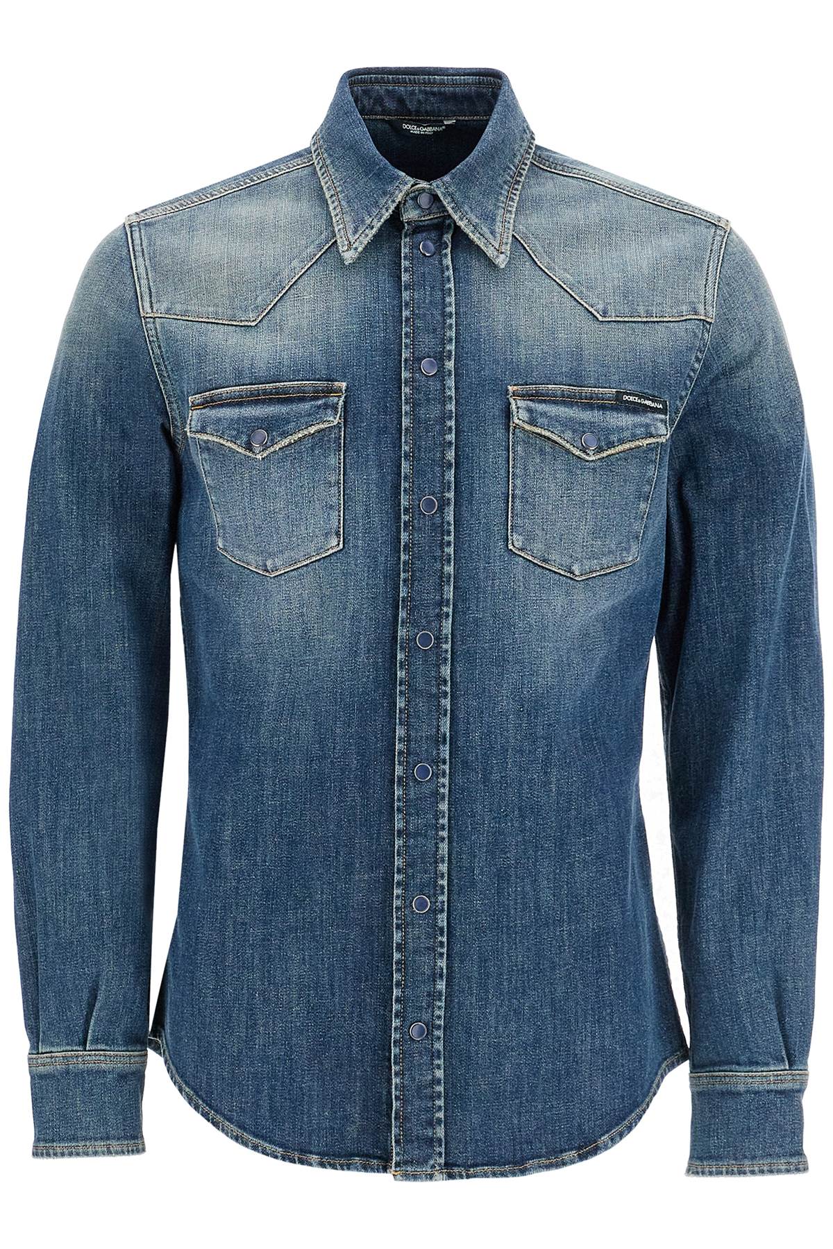 Denim Stretch Shirt For Men  - Blue