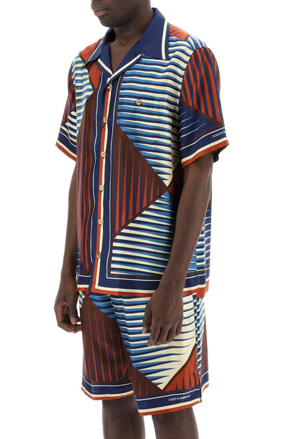 "geometric Pattern Bowling Shirt With  - Blue