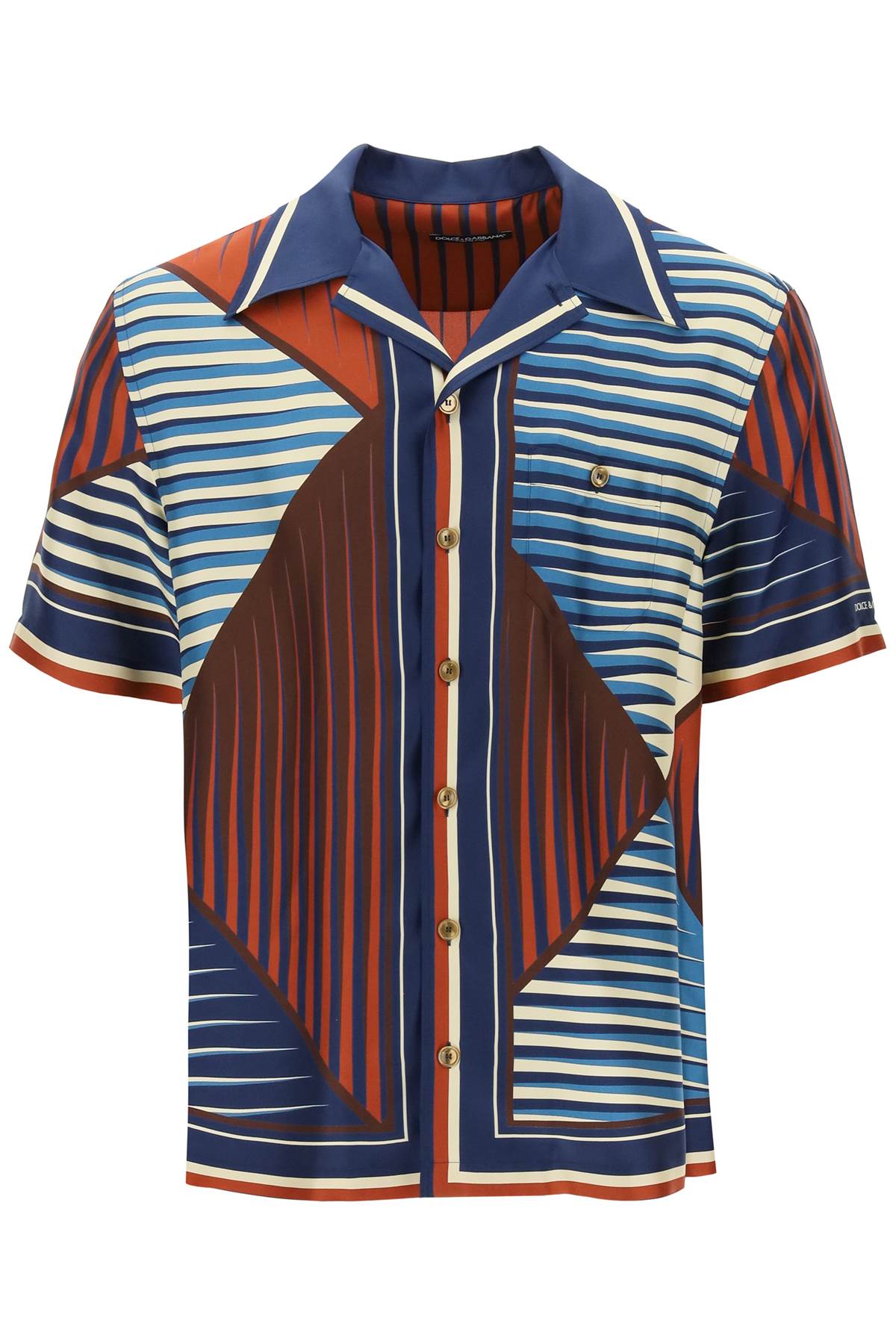 "geometric Pattern Bowling Shirt With  - Blue