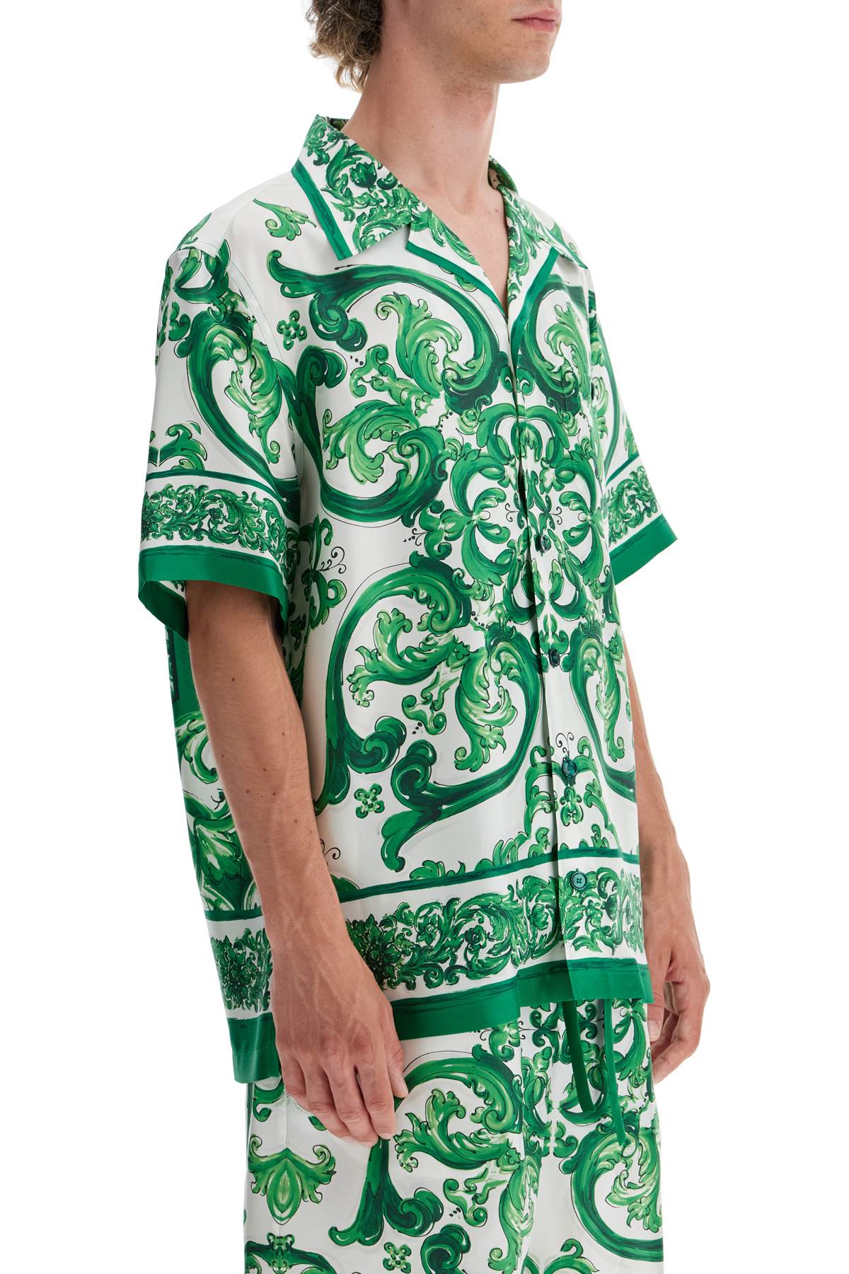 Hawaii Silk Twill Maiolica Print Shirt  - Green