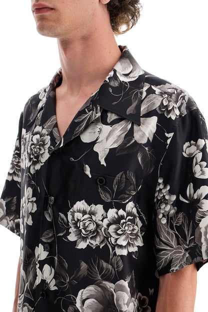 Hawaii Silk Shirt With Floral Print Set  - Black