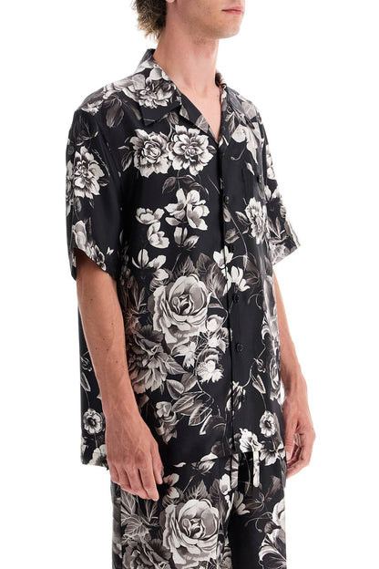 Hawaii Silk Shirt With Floral Print Set  - Black