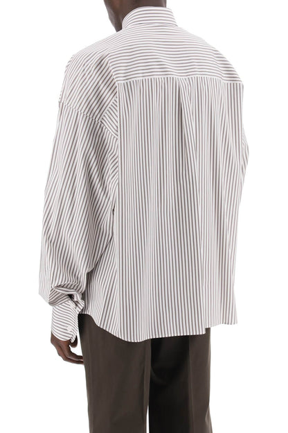 "oversized Striped Poplin Shirt  - White