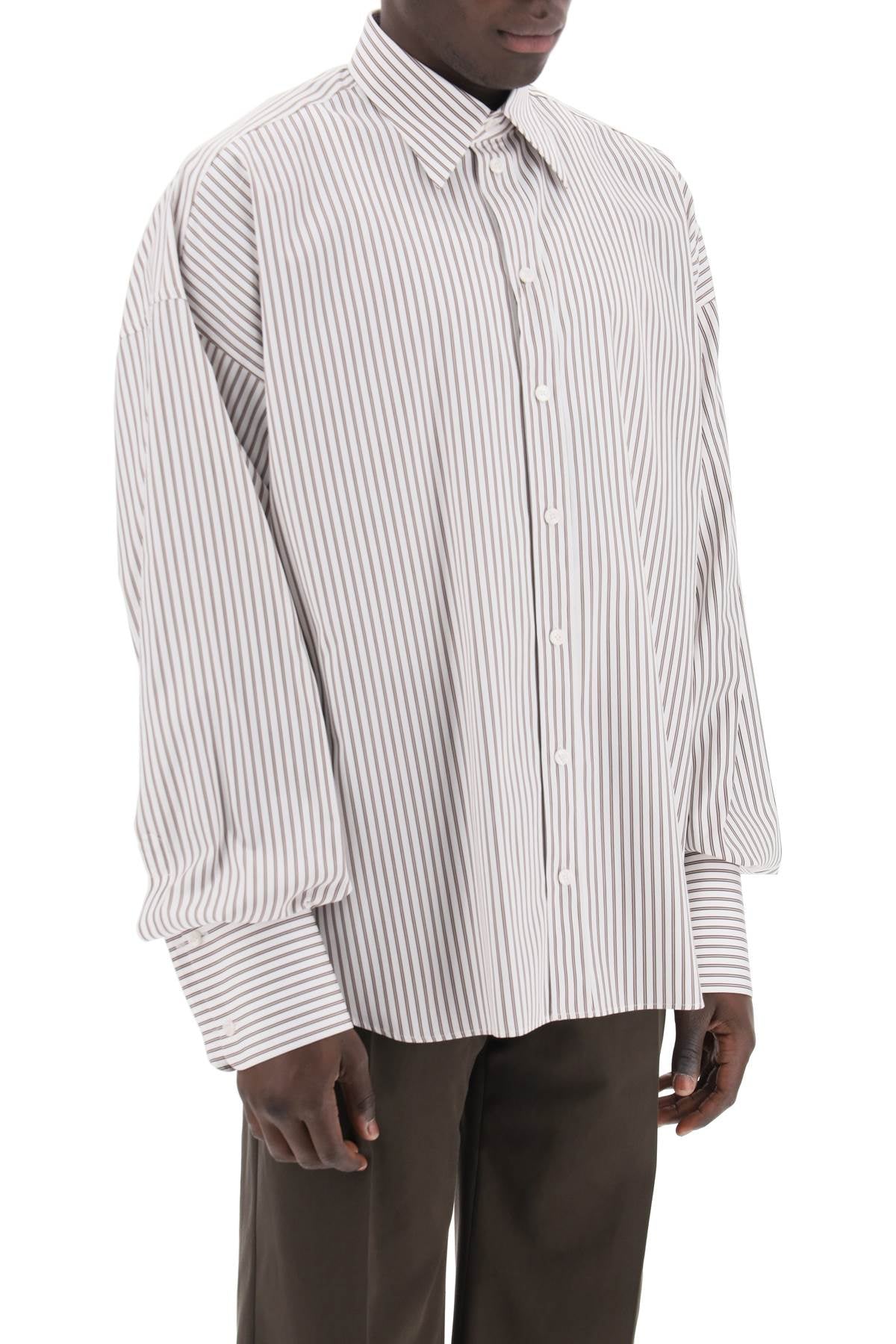 "oversized Striped Poplin Shirt  - White