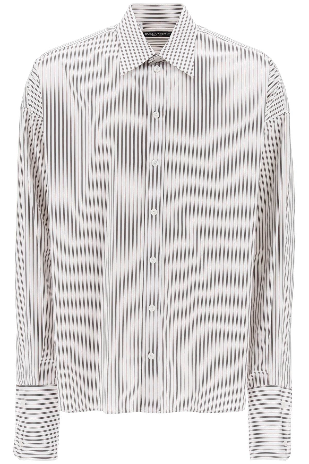 "oversized Striped Poplin Shirt  - White