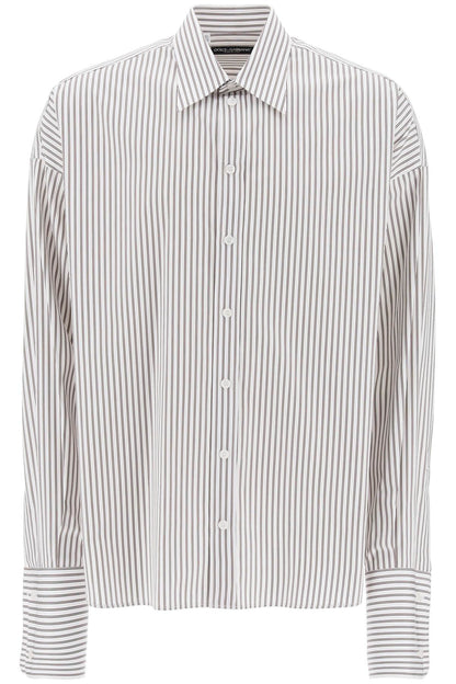 "oversized Striped Poplin Shirt  - White