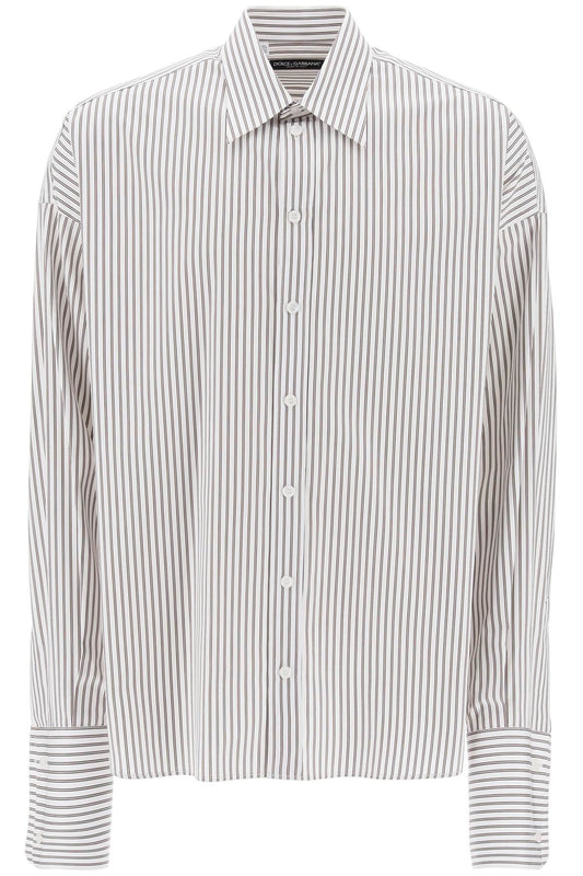 "oversized Striped Poplin Shirt  - Bianco