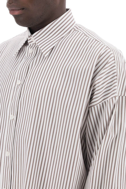 "oversized Striped Poplin Shirt  - White