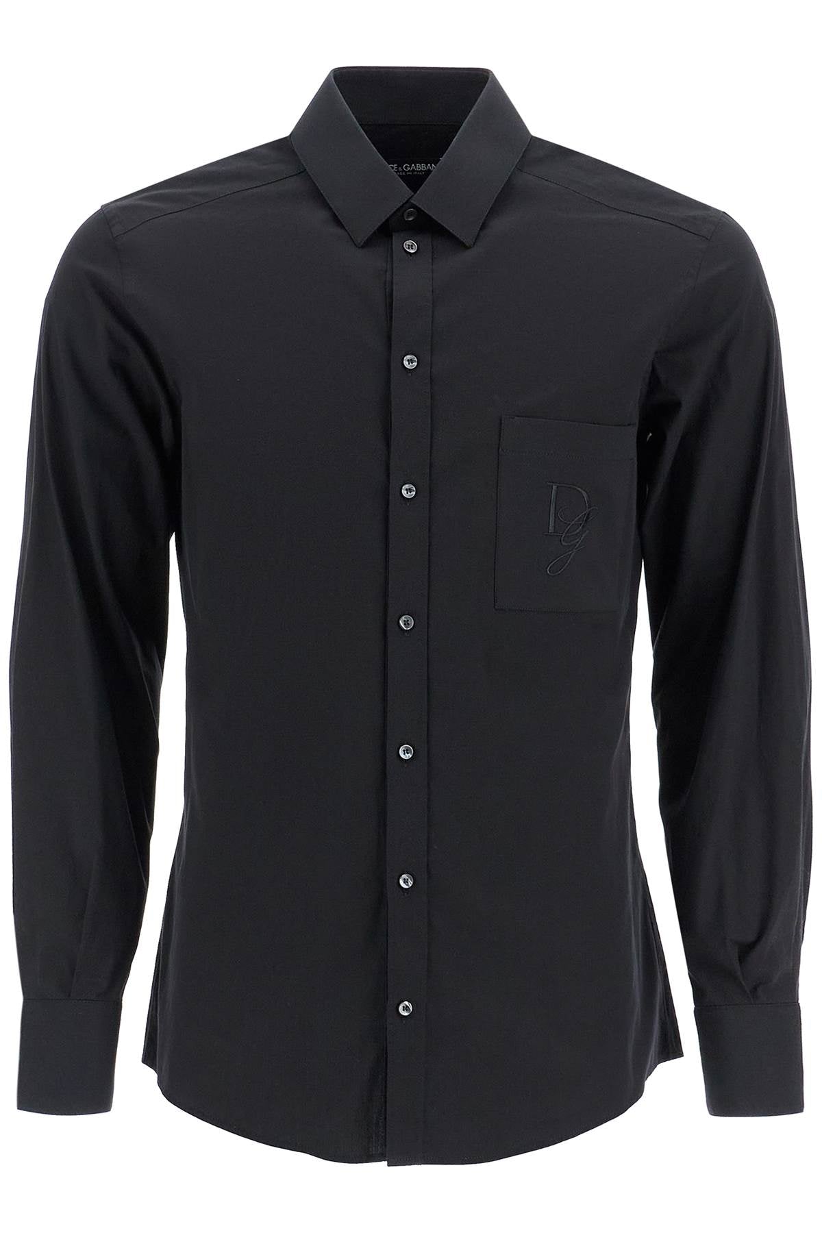 Embroidered Pocket Shirt With  - Black