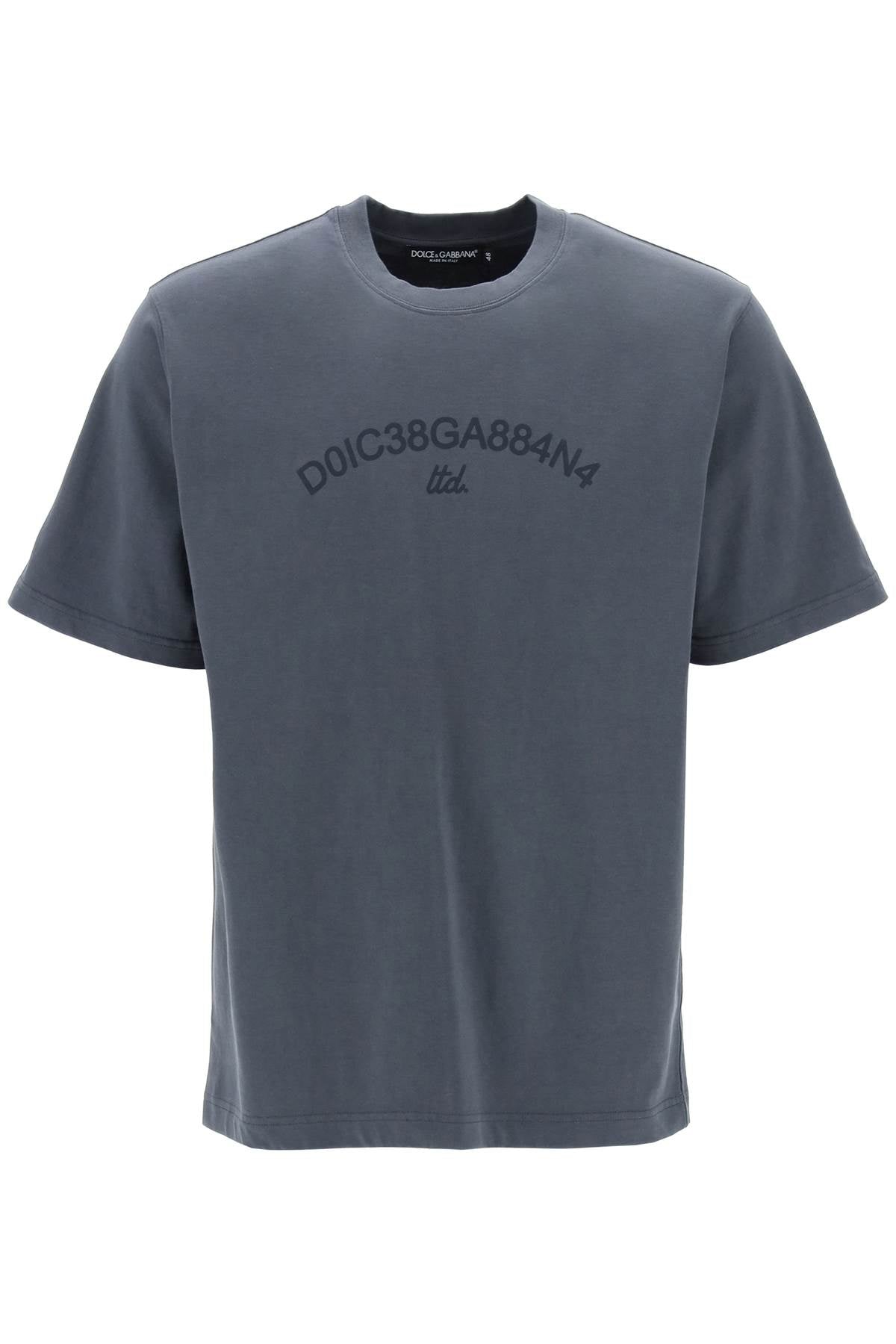 Cotton T-shirt With Logo Print  - Grey