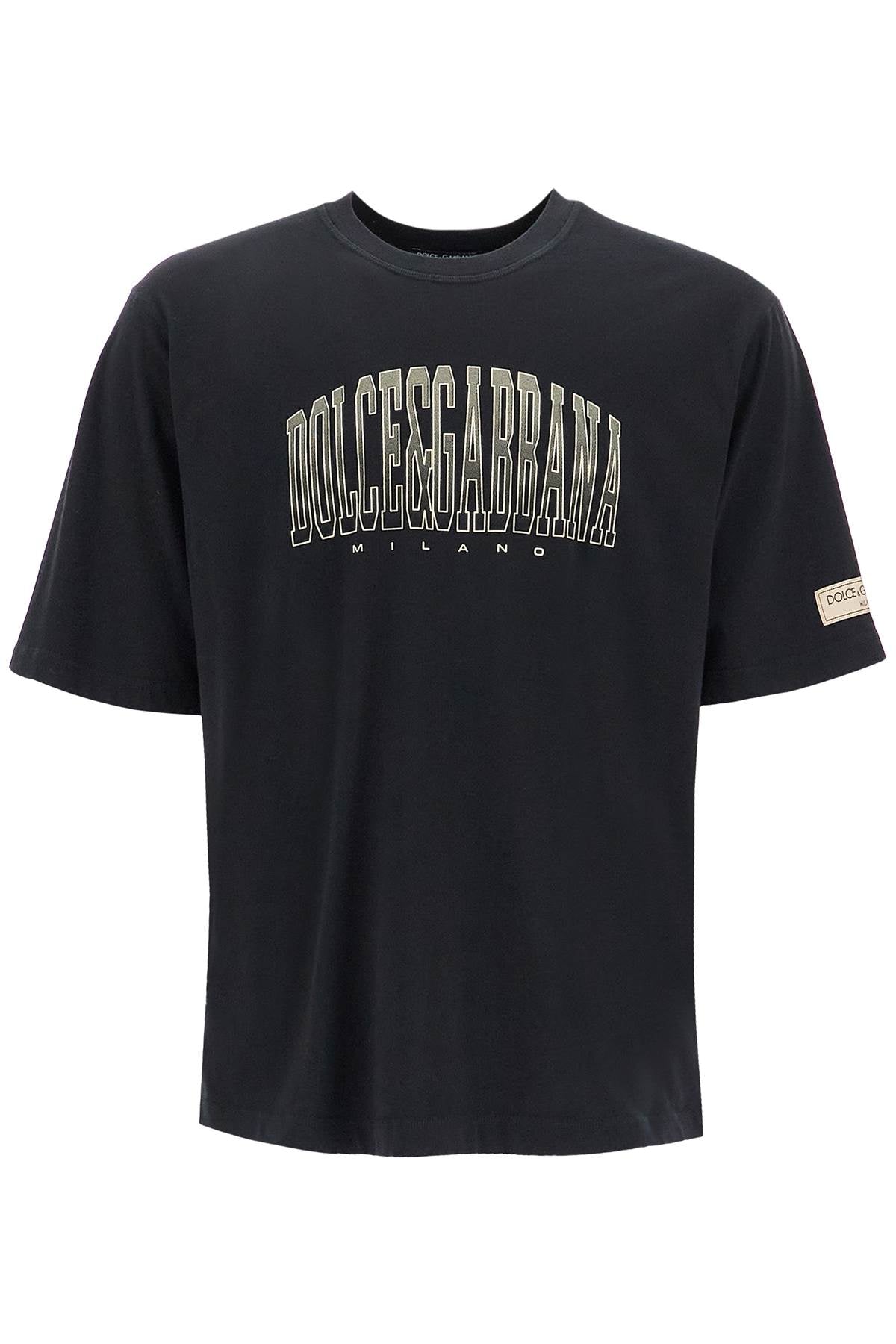 T-shirt With Logo Print  - Black