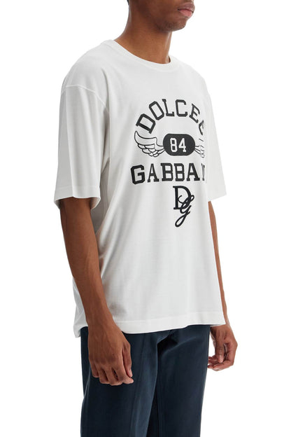 Printed T-shirt With Dg Embroidery  - White