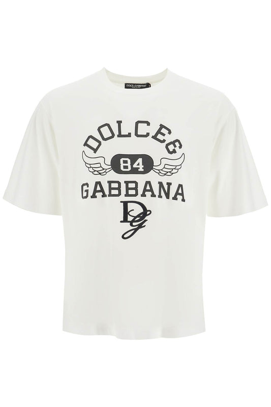 Printed T-shirt With Dg Embroidery  - White