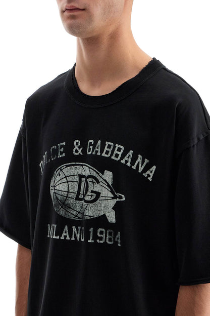 Oversized Printed T  - Black