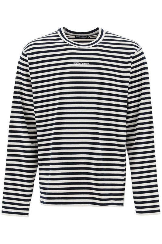 Long-sleeved Striped T-shirt  - White