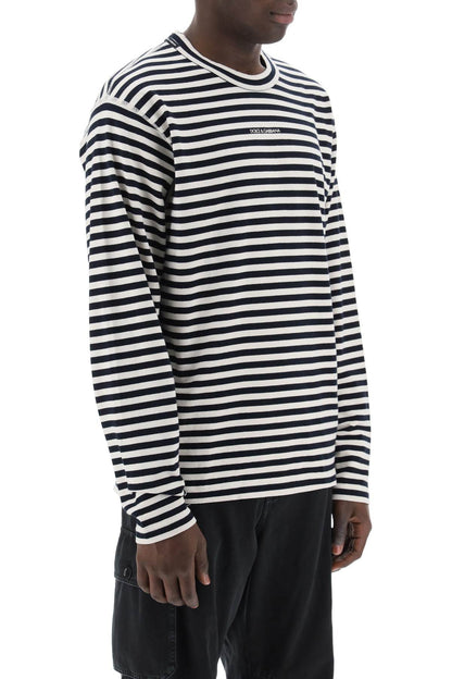 Long-sleeved Striped T-shirt  - White