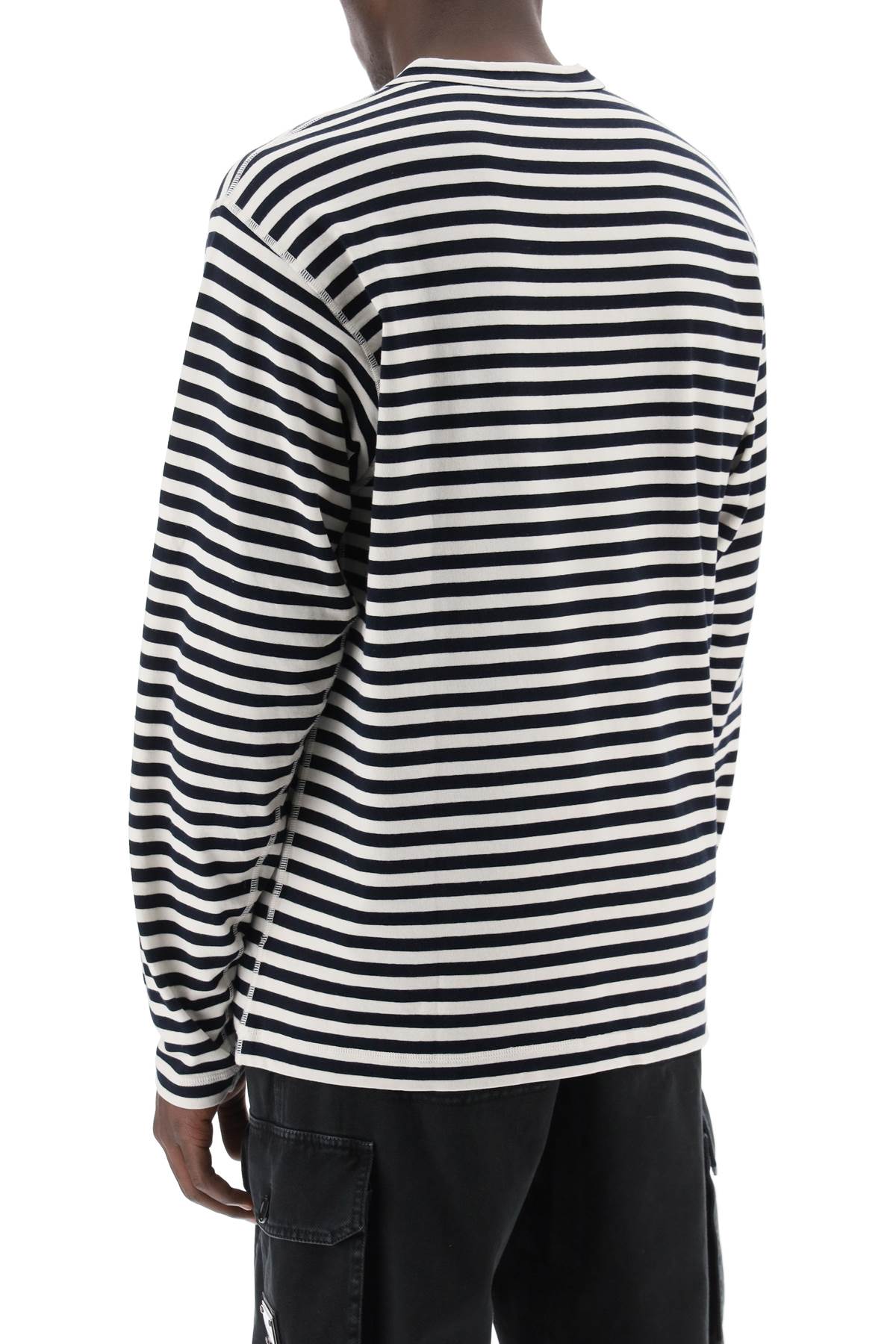 Long-sleeved Striped T-shirt  - White