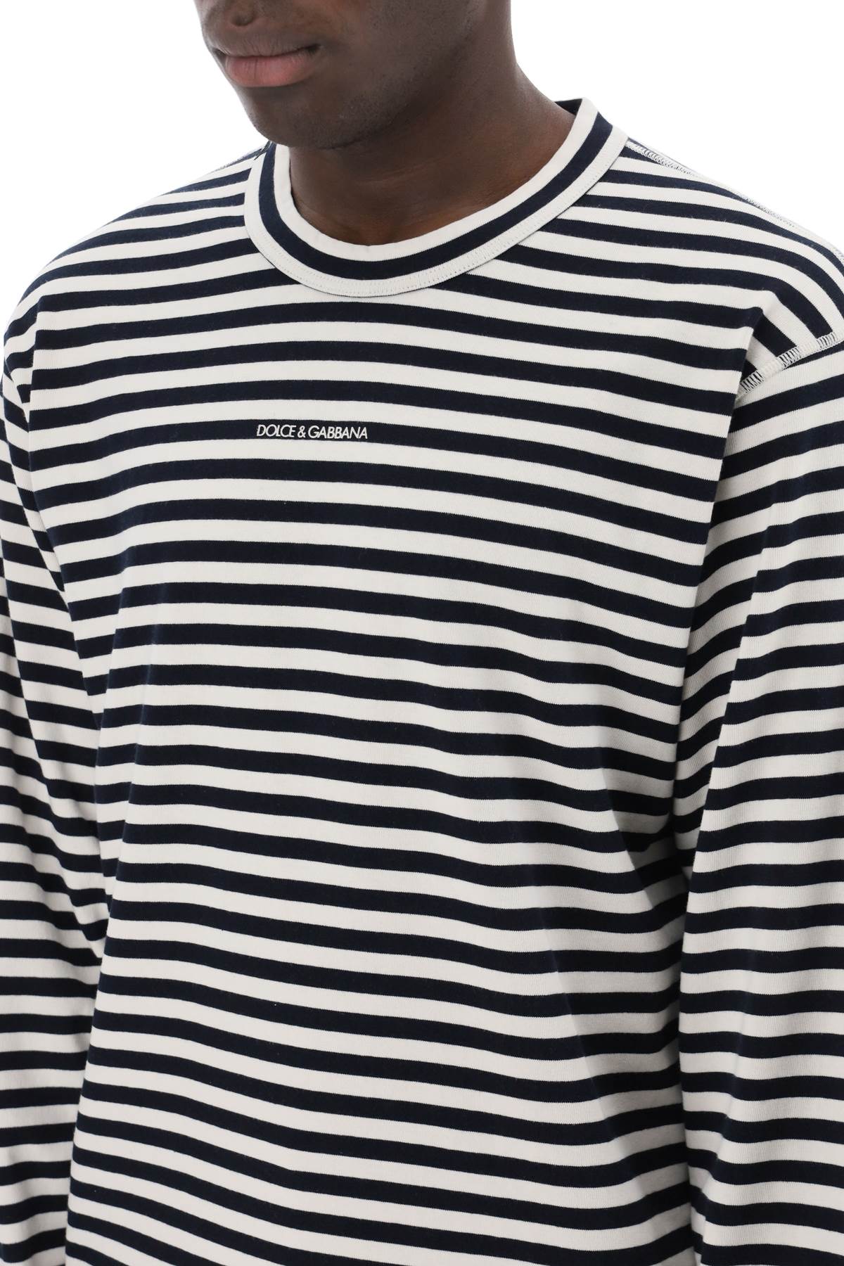 Long-sleeved Striped T-shirt  - White