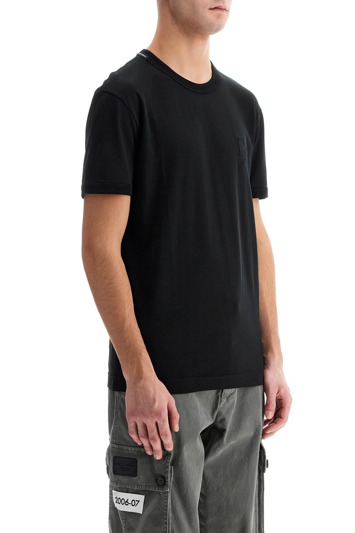 Dg Embroidered T-shirt With  - Black