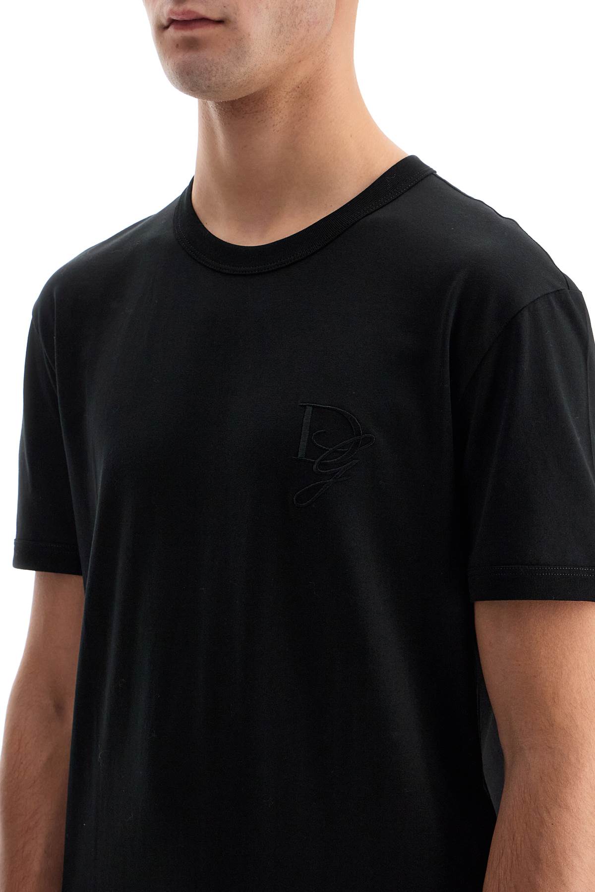 Dg Embroidered T-shirt With  - Black