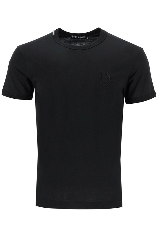 Dg Embroidered T-shirt With  - Black