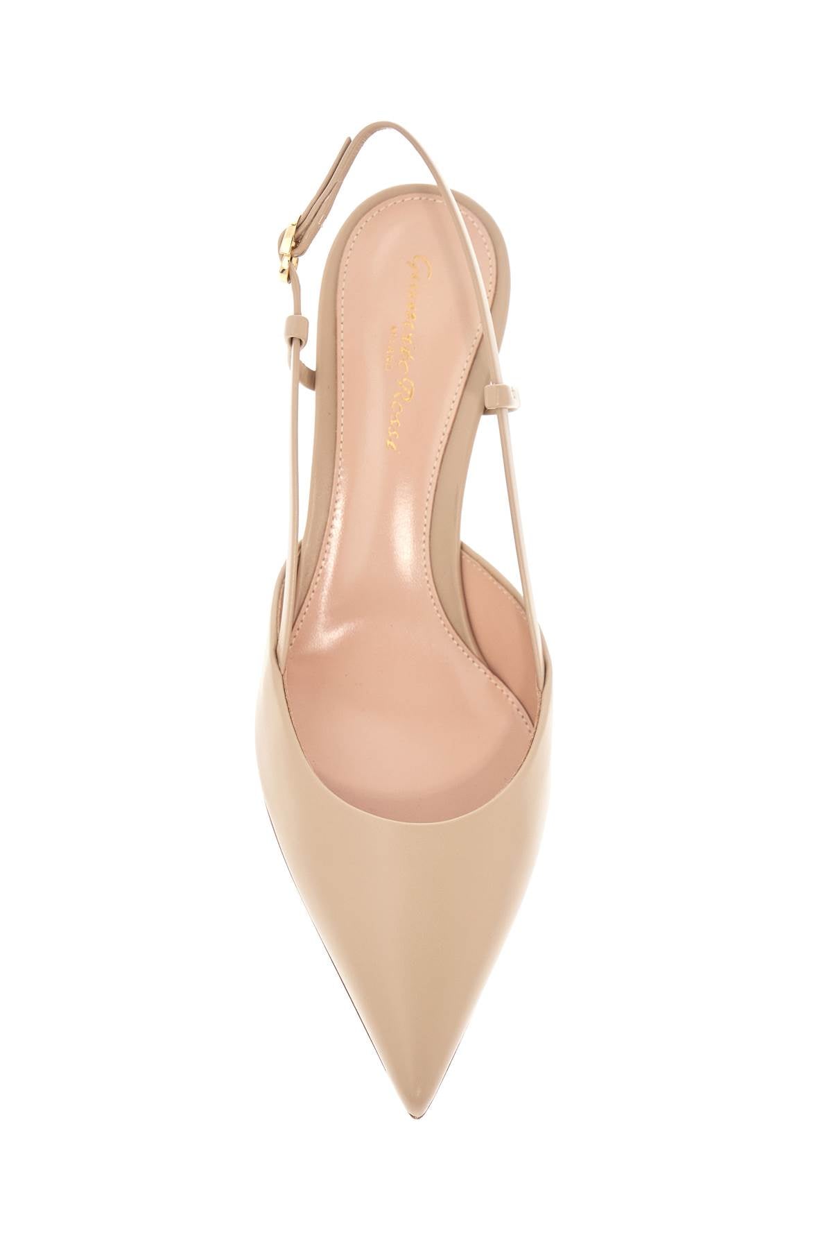 Sandy Calfskin Pumps With Open-back And Hook-and-loop Closure  - Beige