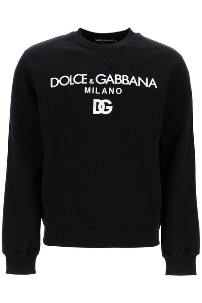 "round Neck Sweatshirt With Dg Embroidery And Lettering  - Black