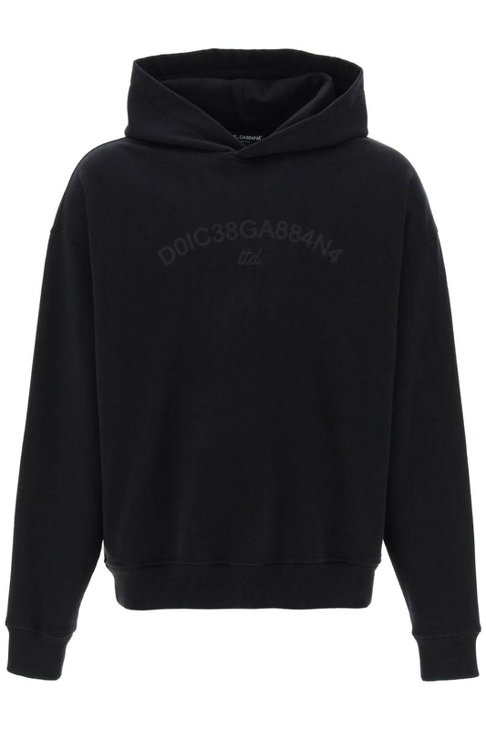 Hooded Sweatshirt With Logo Print  - Black