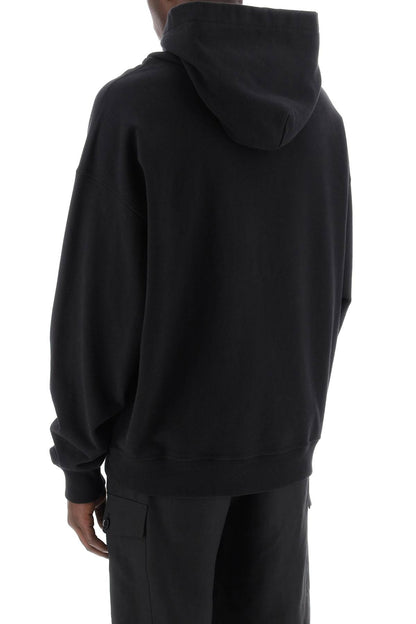 Hooded Sweatshirt With Logo Print  - Black