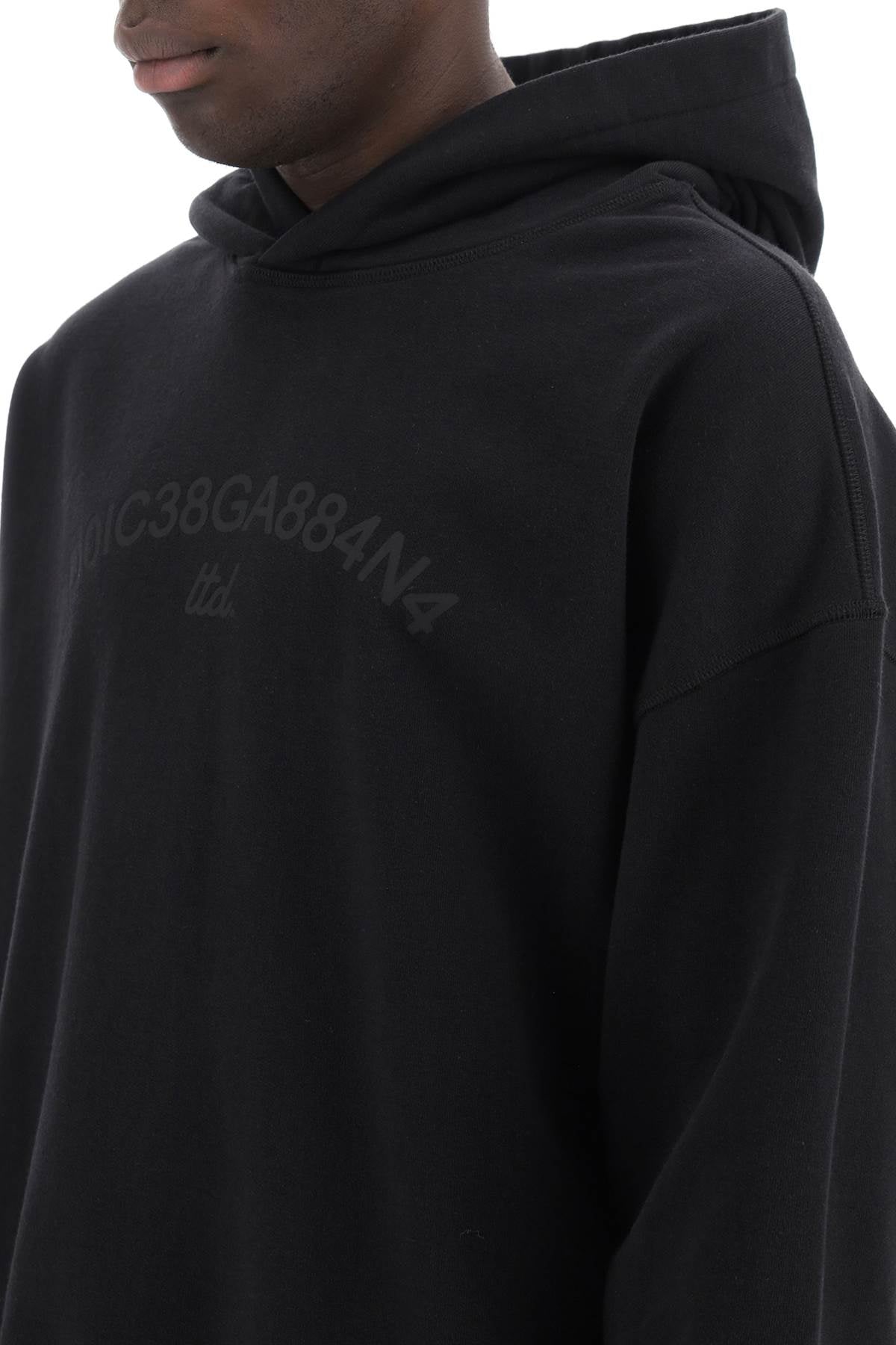 Hooded Sweatshirt With Logo Print  - Black