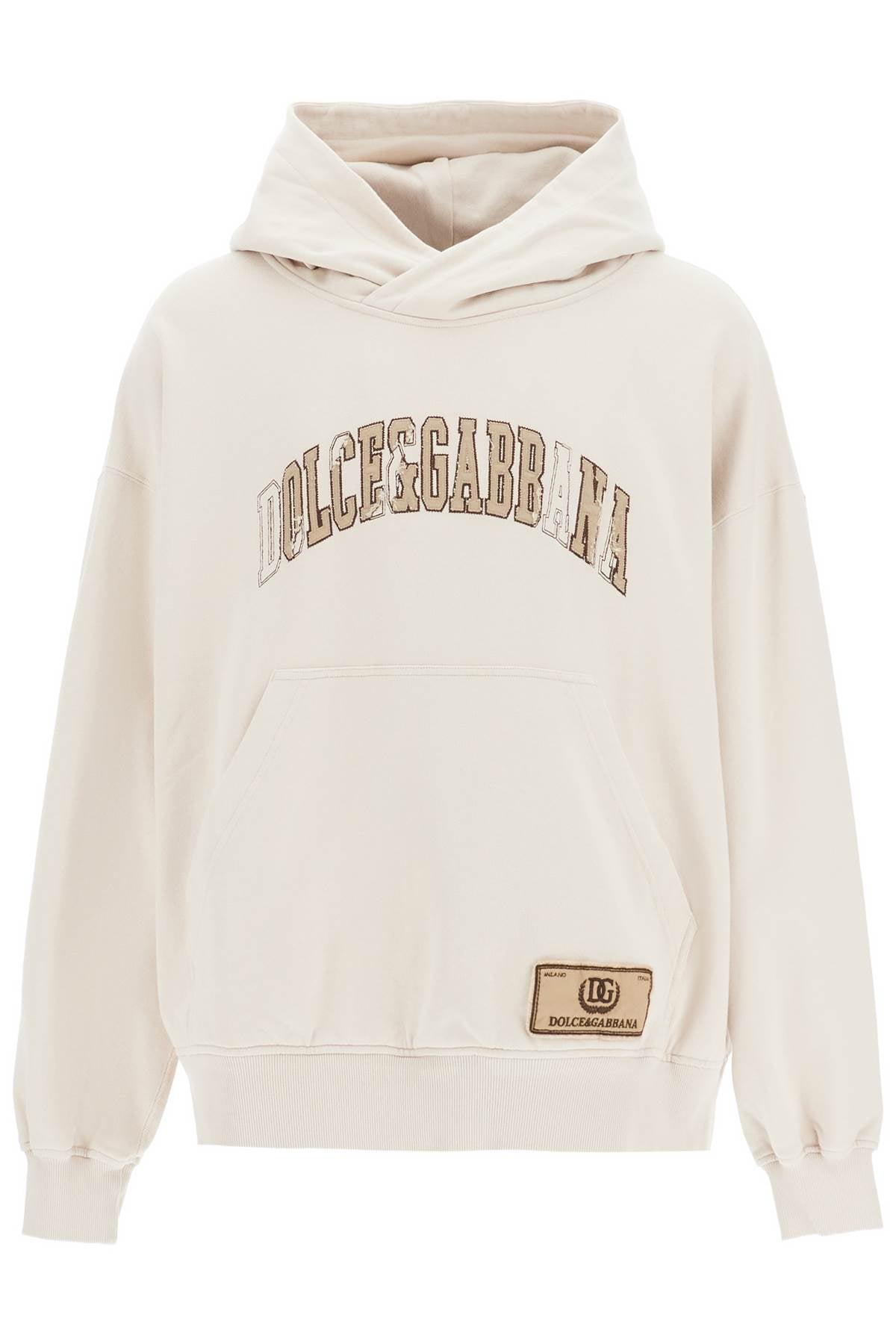 Hooded Sweatshirt With Embroidered Logo  - Neutro