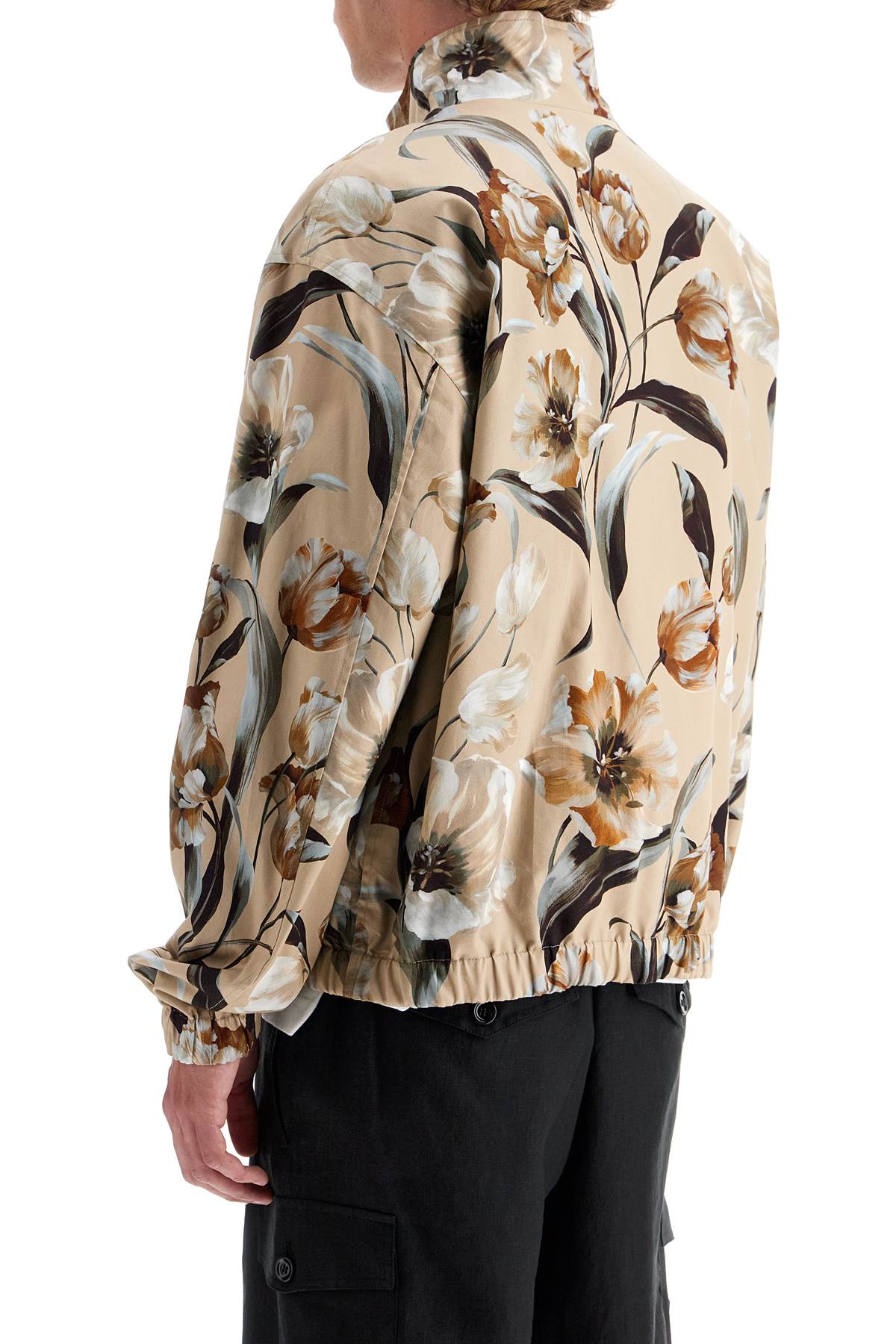 Reversible Floral Print Jacket  - Beige