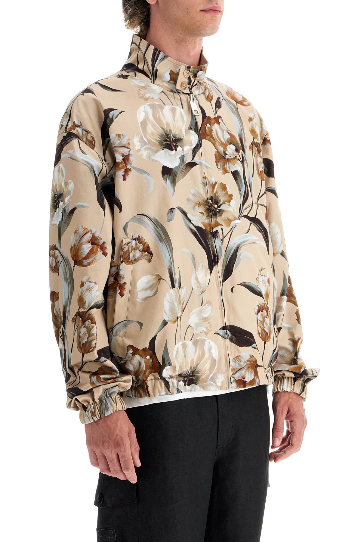 Reversible Floral Print Jacket  - Beige