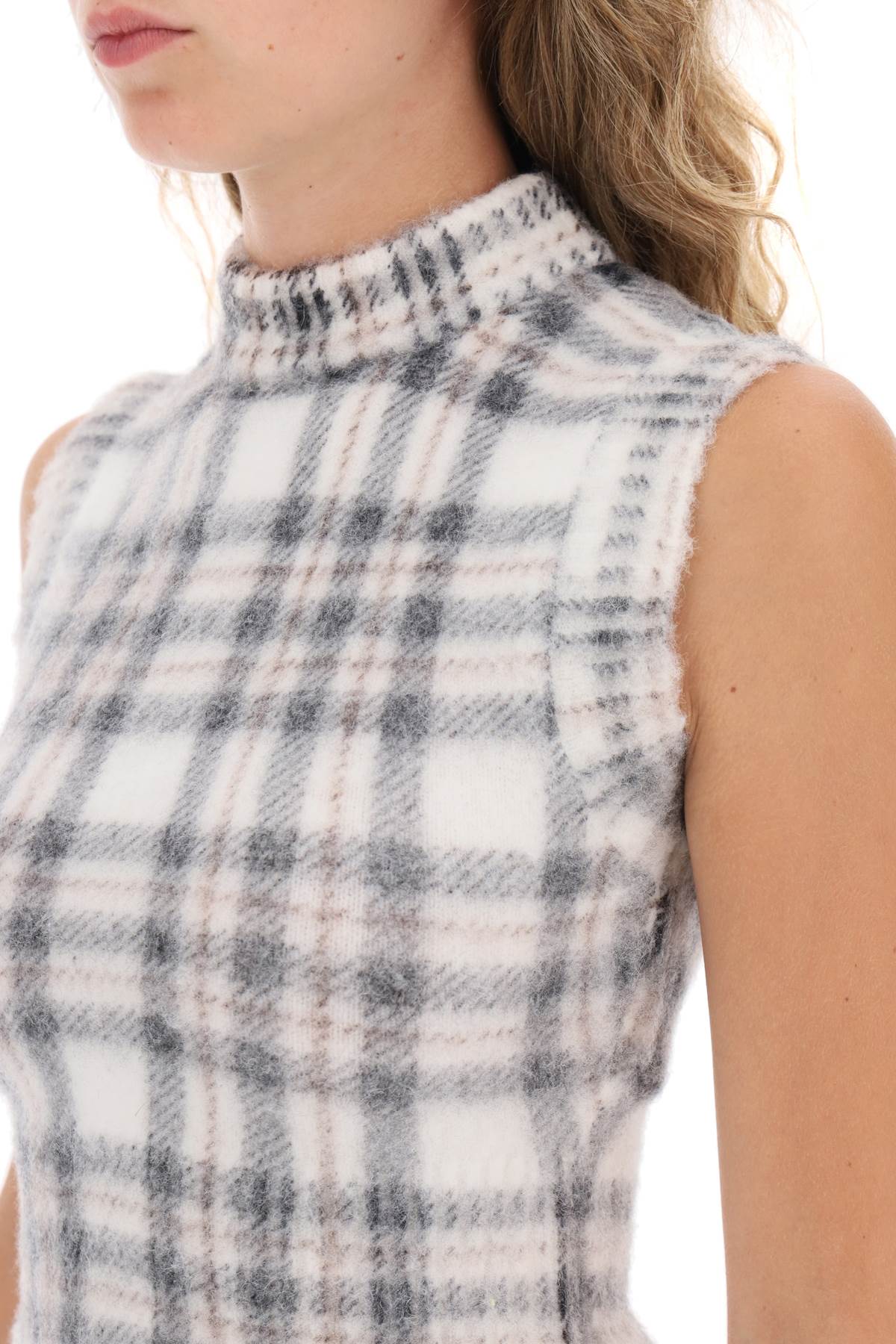 Gallico Crop Top In Tartan Alpaca  - Bianco