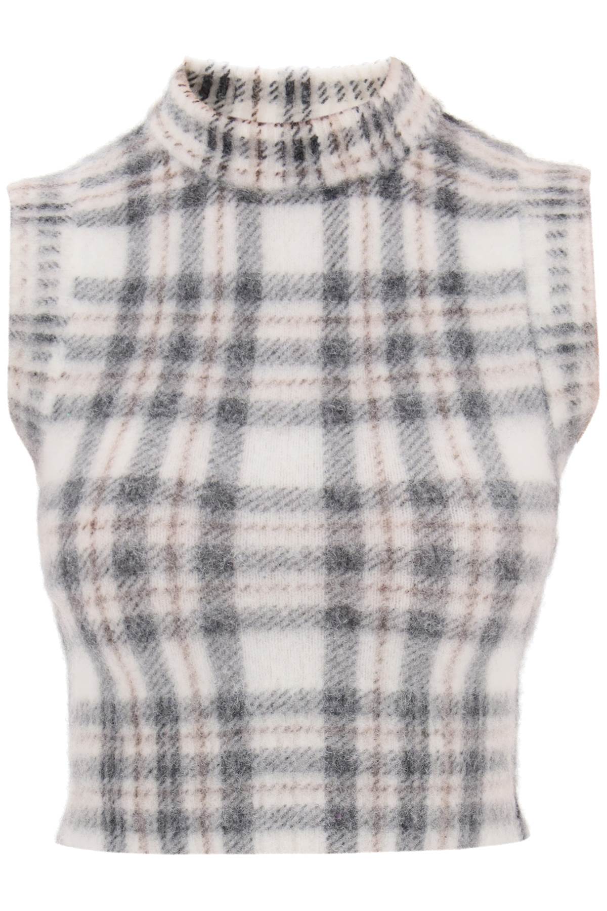 Gallico Crop Top In Tartan Alpaca  - Bianco