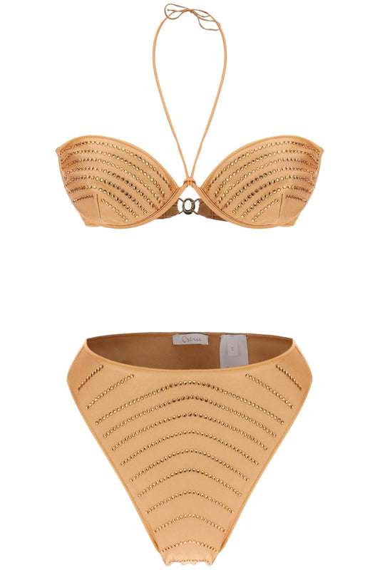 Bikini Set With Rhinestones  - Beige