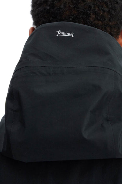 Short Black Waterproof Jacket For Men In Polyester With Hood  - Black