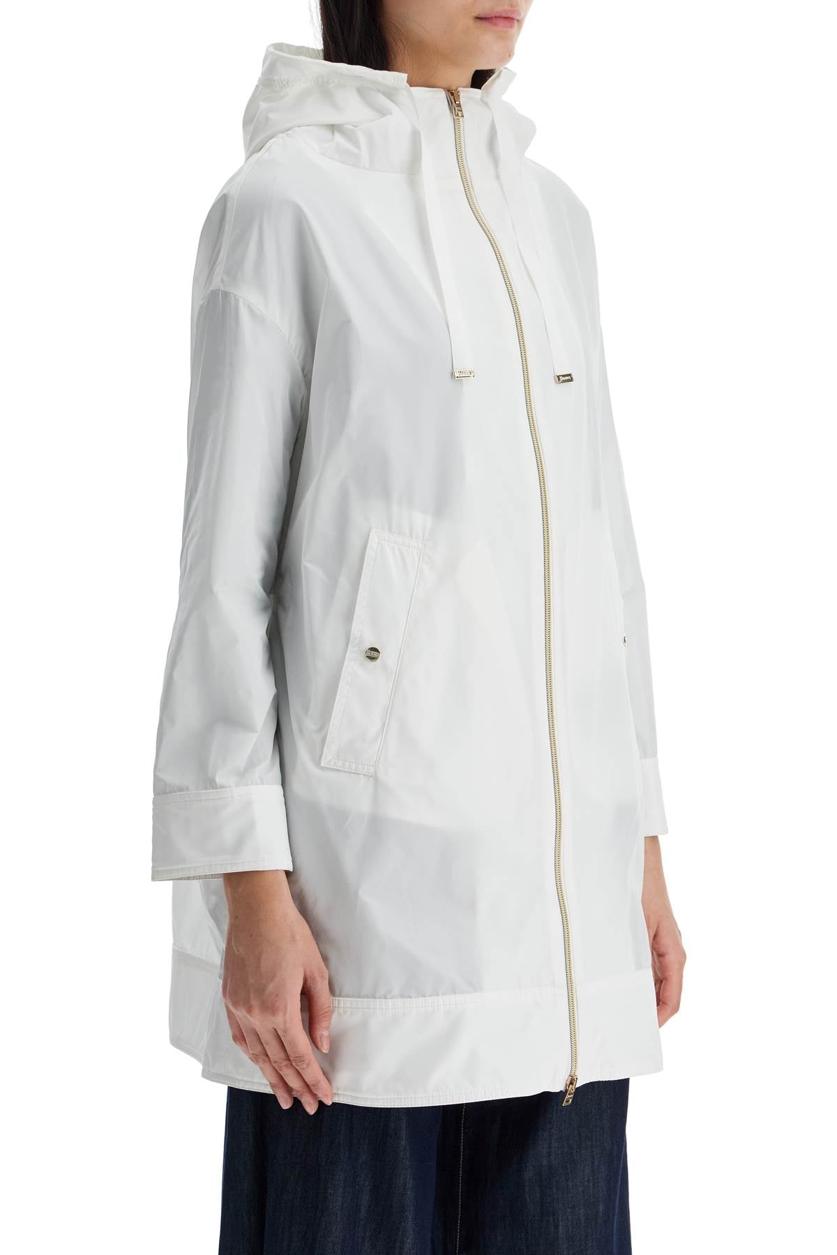 White Waterproof 3/4 Sleeve Parka Techn Taffeta  - White