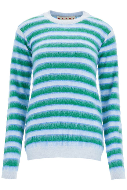 Striped Crewneck Pullover  - Light Blue