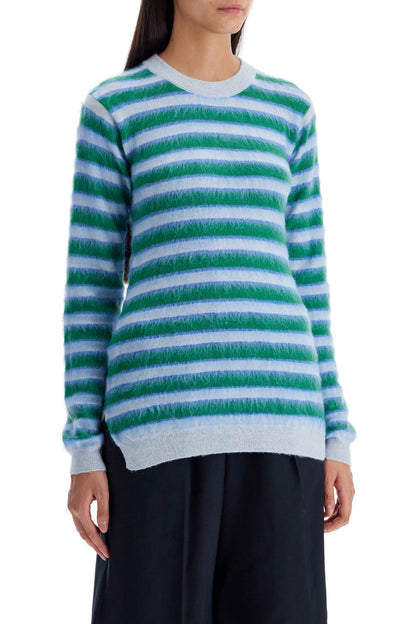 Striped Crewneck Pullover  - Light Blue