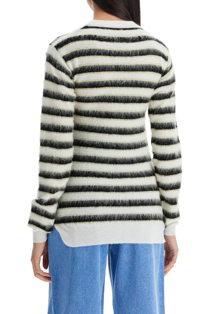 Striped Crewneck Pullover  - Light Blue