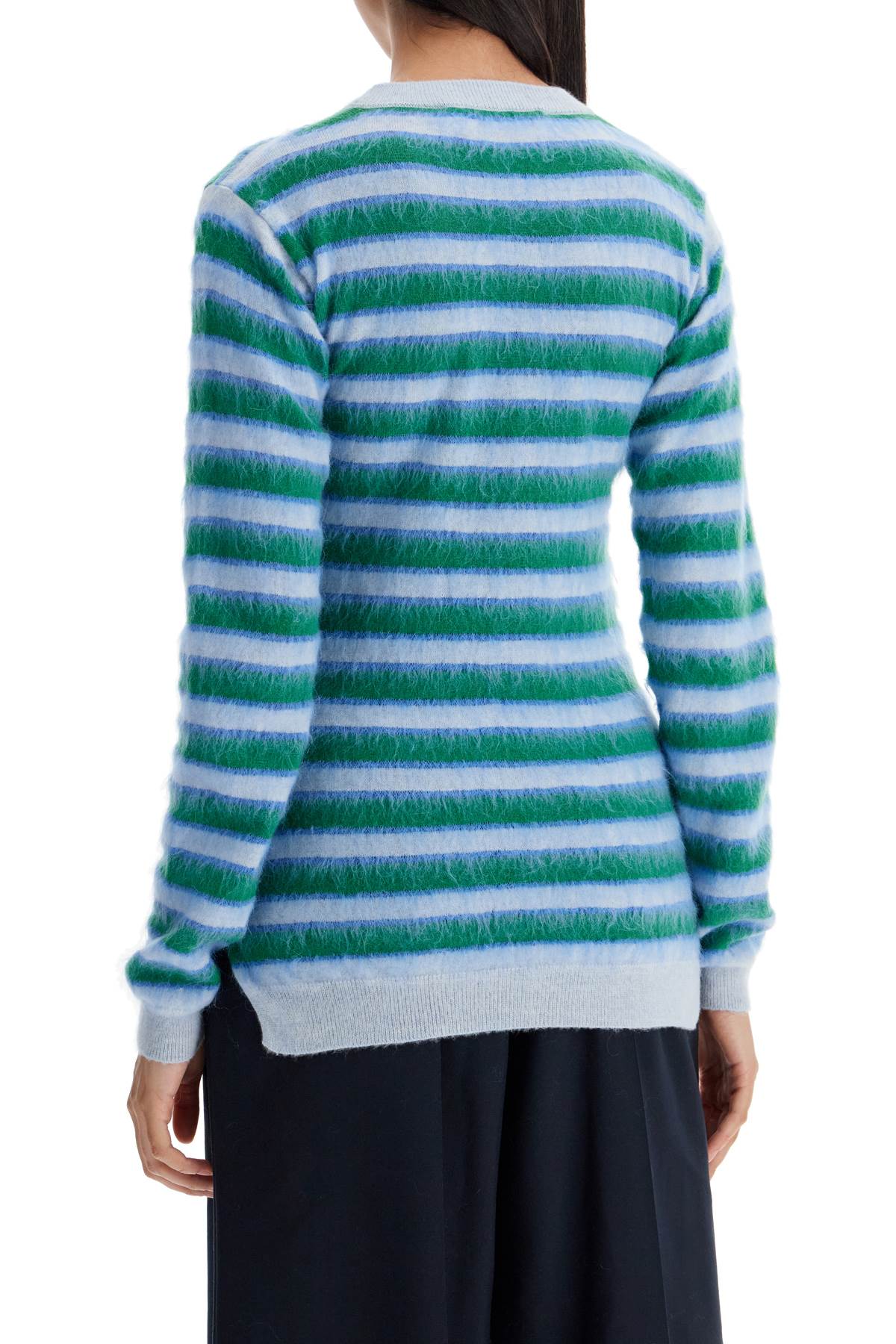 Striped Crewneck Pullover  - Light Blue