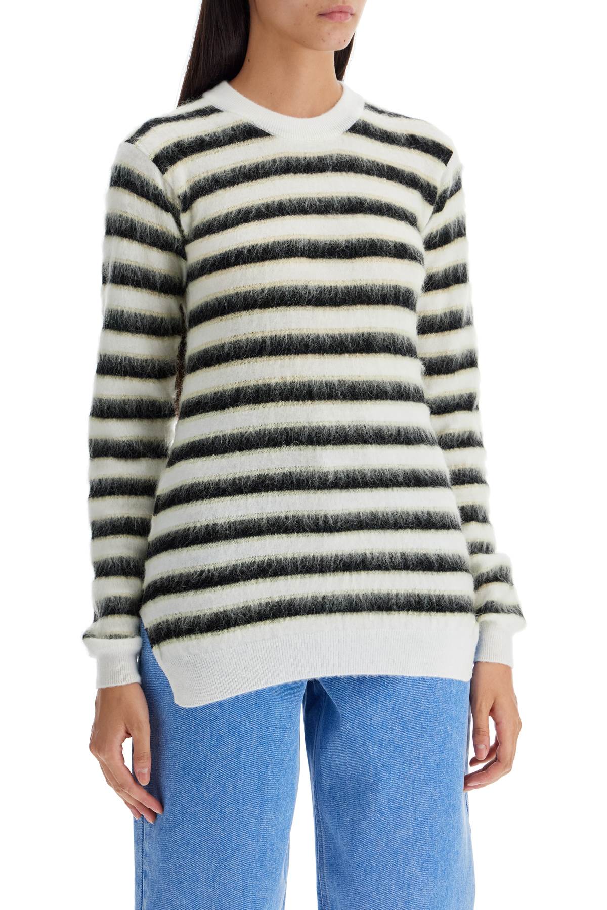 Striped Crewneck Pullover  - Light Blue