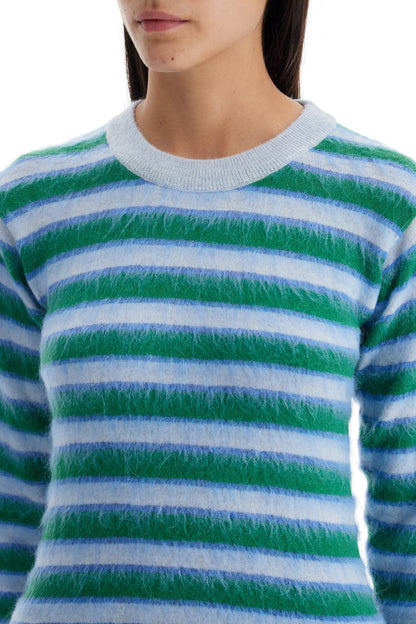 Striped Crewneck Pullover  - Light Blue