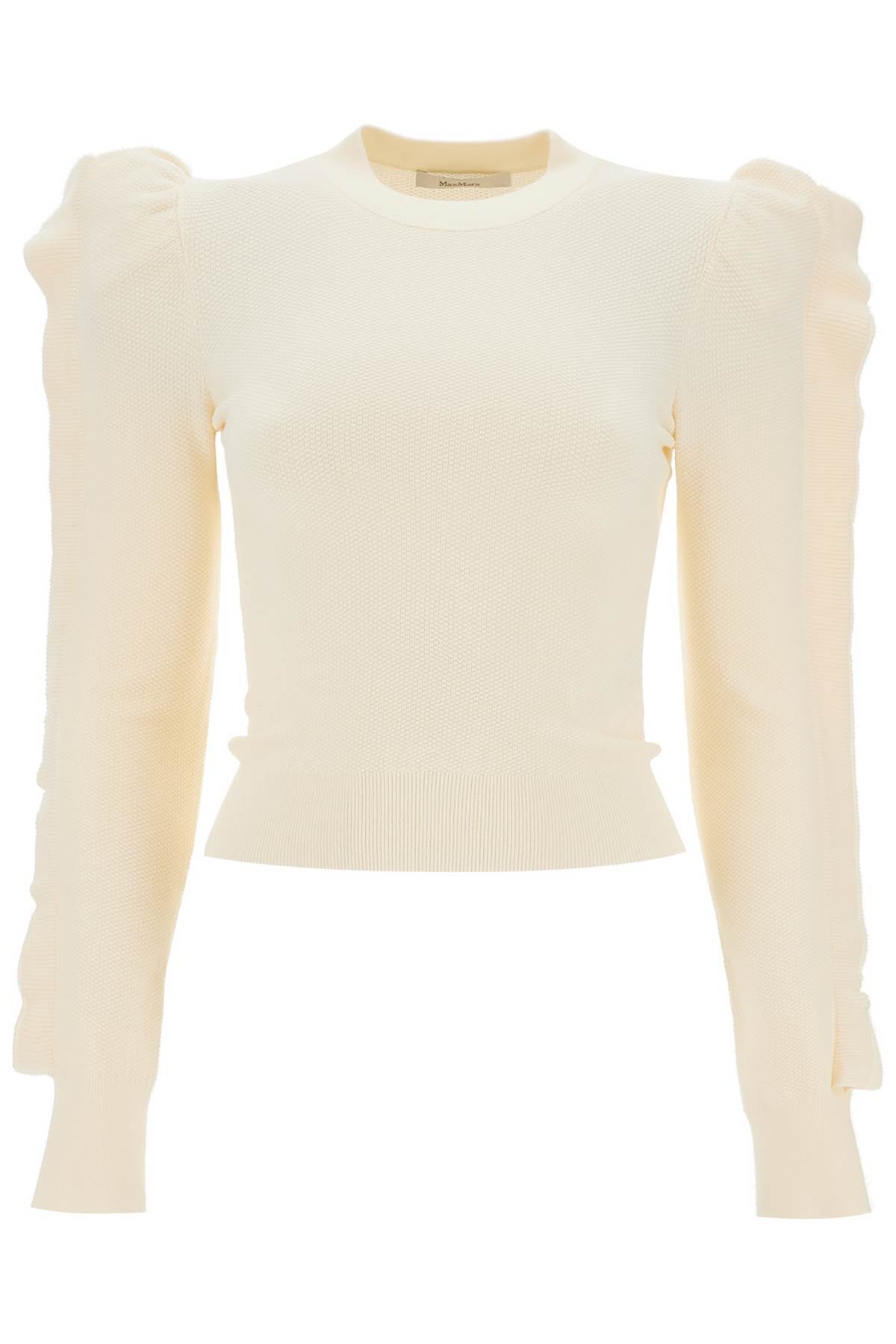 Stretch Pullover With Ruffle  - Neutro