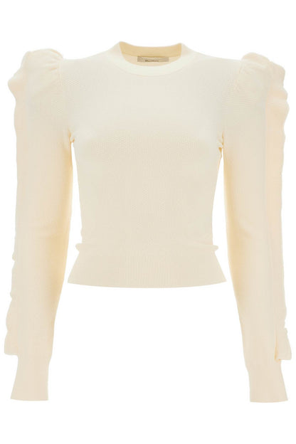 Stretch Pullover With Ruffle  - Neutro