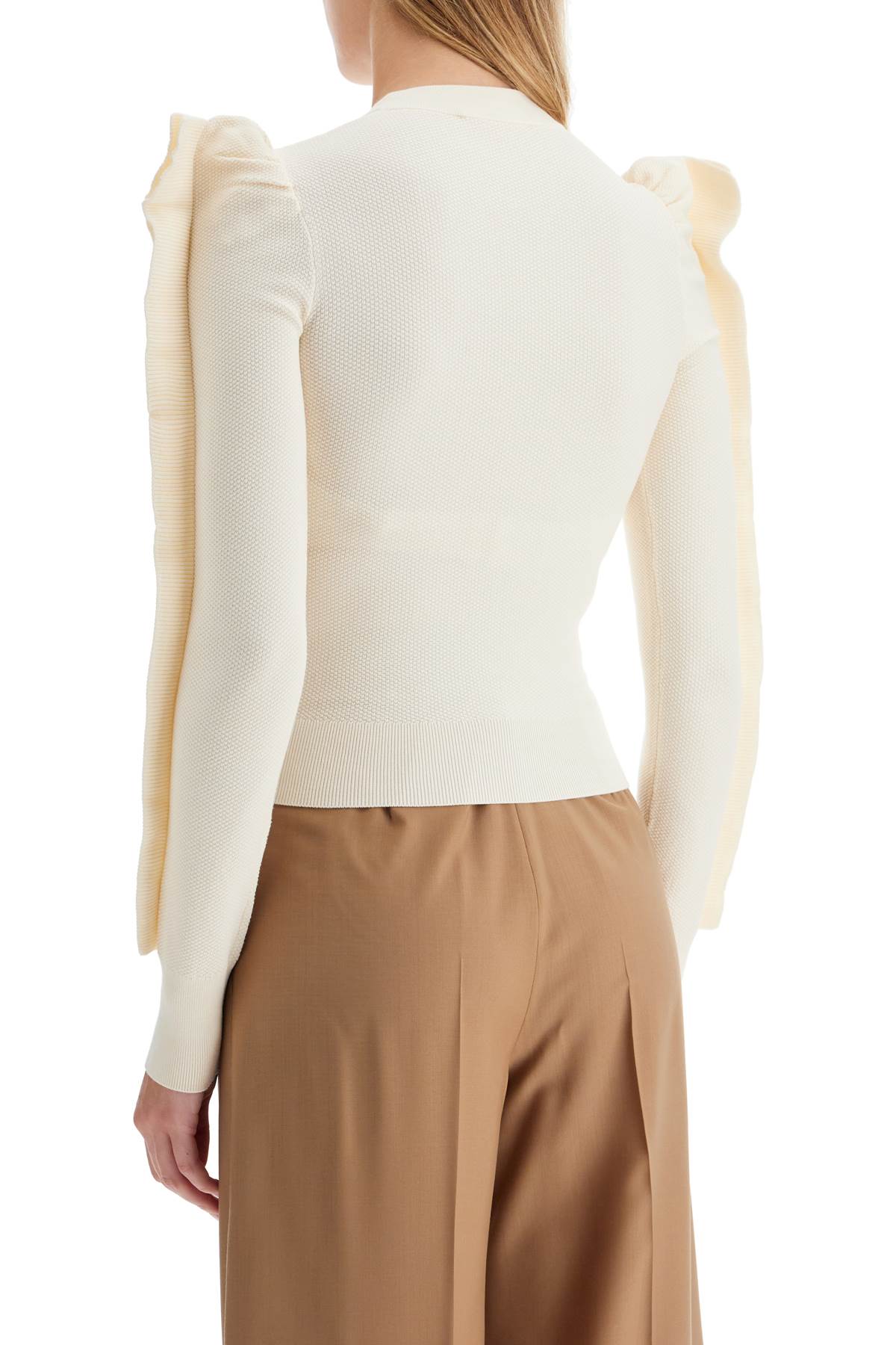 Stretch Pullover With Ruffle  - Neutro