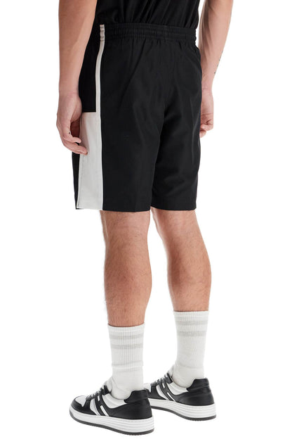 Sporty Color Block Bermuda Shorts  - Black