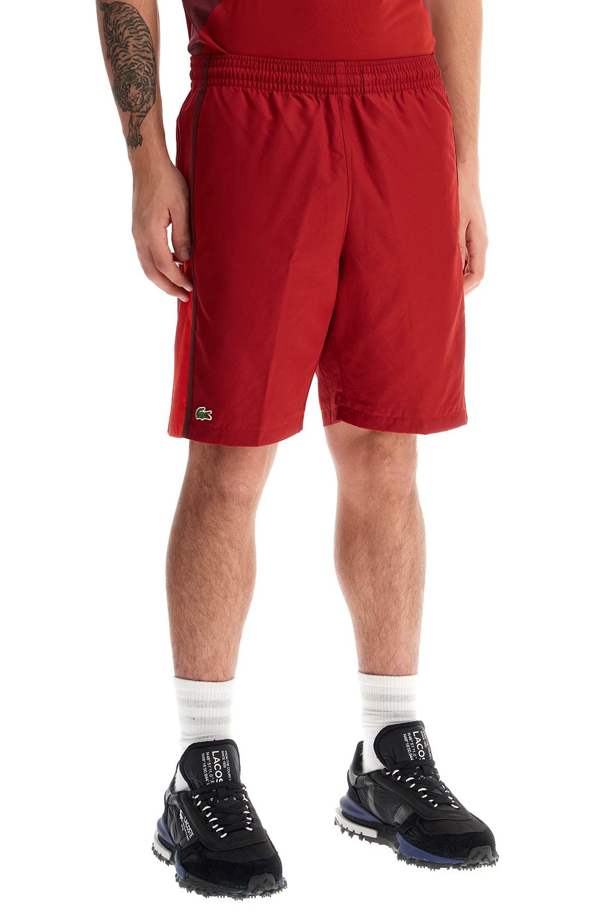 Sporty Color Block Bermuda Shorts  - Red